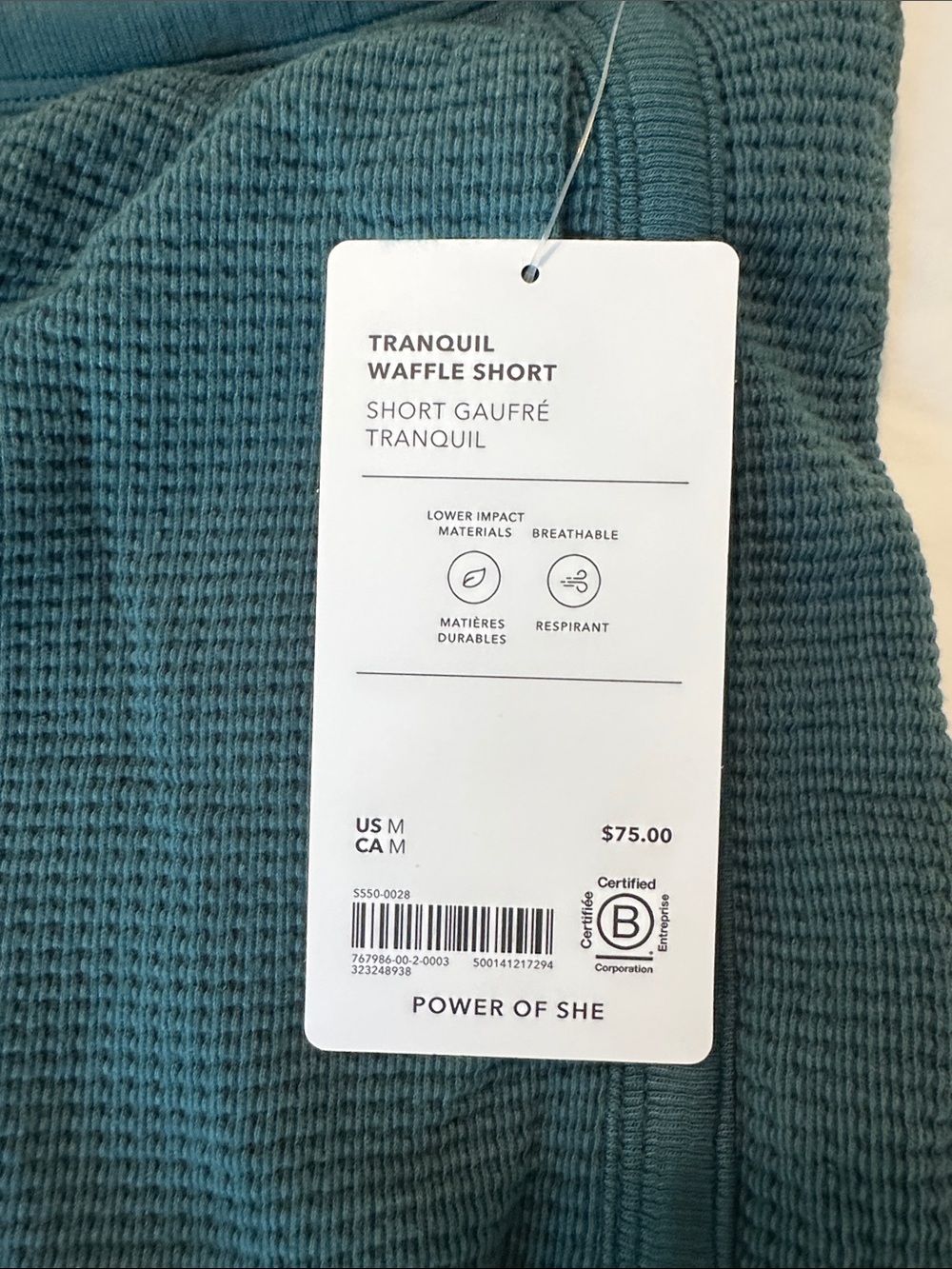 Athleta Tranquil Waffle Shorts in Teal - Women's Casual Lounge Shorts - Picture 2 of 4